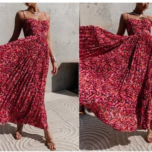 Achanti Pleated Maxi Dress - Pink Multi